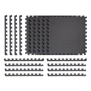 CAP Gray 24 in. x 24 in. x 12 mm Carpet Texture Top Interlocking Mats for  Home Gym, Kids Room and Living Room (96 sq. ft.) MTS4-1106C-4 - The Home  Depot