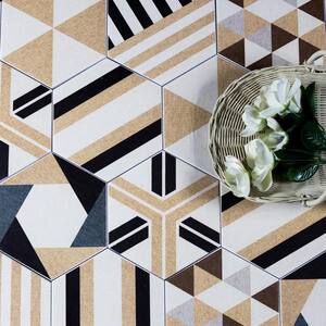 Moroccan Style Patterned Beige and Black Hexagon 8 in. x 8 in. Glazed Ceramic Wall & Floor Tile (7.7 sq. ft./Case)