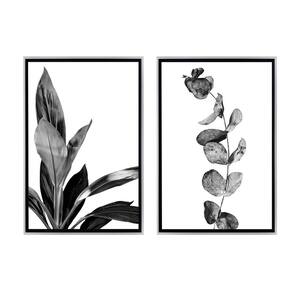 Botanical Leaves Framed Canvas Wall Art - 12 in. x 18 in. Each, by Kelly Merkur 2-Piece Set Champagne Frames