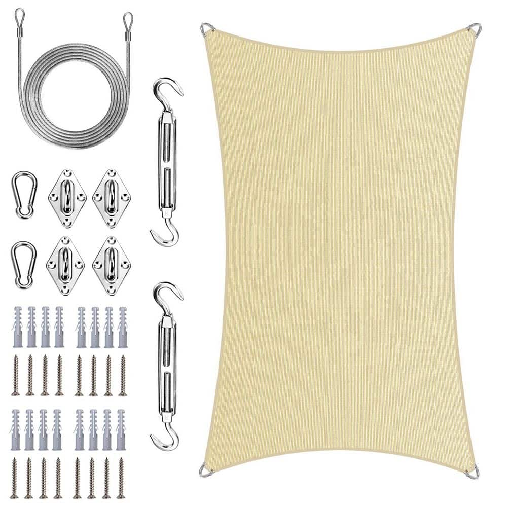 22 ft. x 24 ft. Rectangle Pro Ring Sun Shade Sail with Hardware Kit and Rope-Beige price history on PriceWatchPro