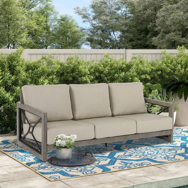 ULAX FURNITURE Marindo 1-Piece Aluminum Outdoor Conversation Sofa with Sunbrella Cushions