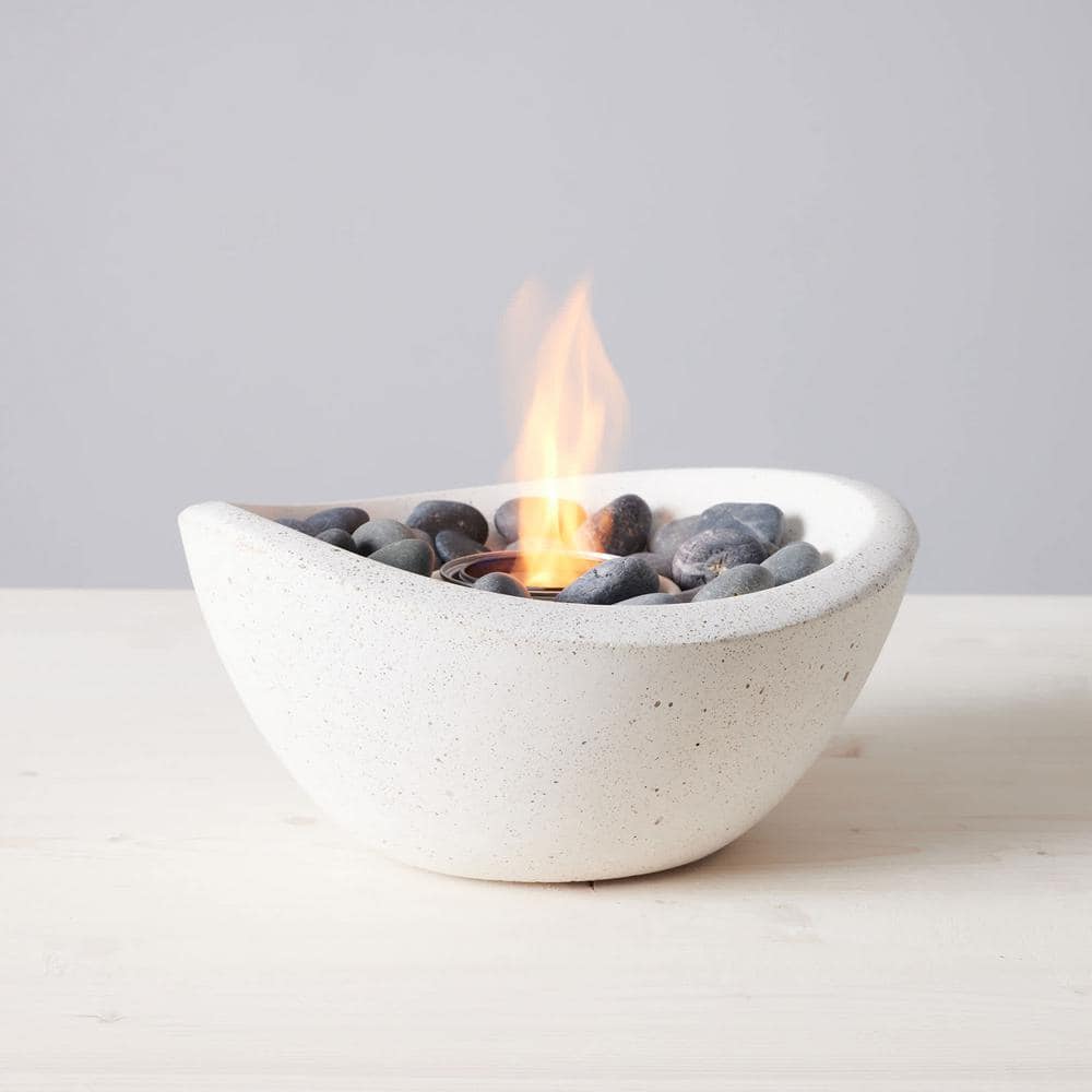 Solo Stove Wave 11 in Indoor/Outdoor Concrete Tabletop Fire Bowl in White