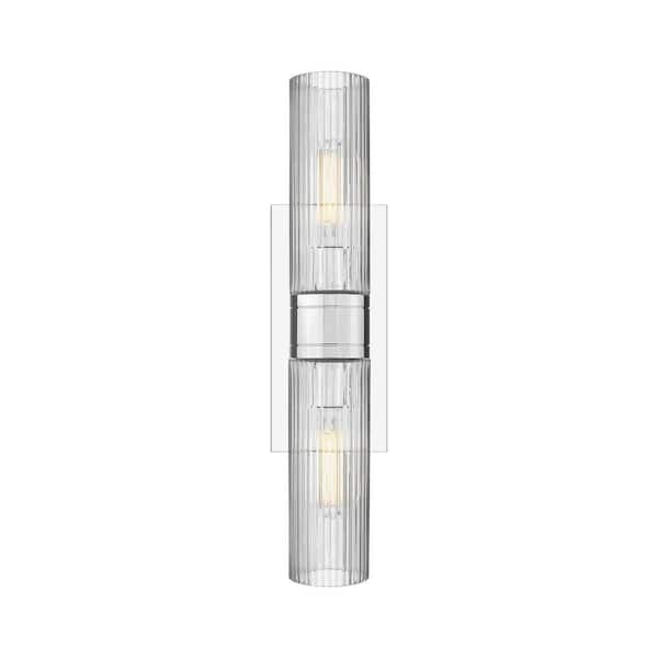 Innovations Ballston Urban 18 in. 2-Light Polished Chrome Vanity Light with Glass Shade