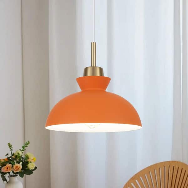 ZJVAIVE 11.02 in. 1-Light Dimmable Orange Metal Single Dome