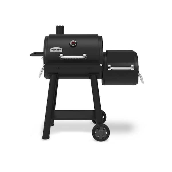 Broil King Regal Charcoal Offset 400 Charcoal Grill and Offset Smoker in Black