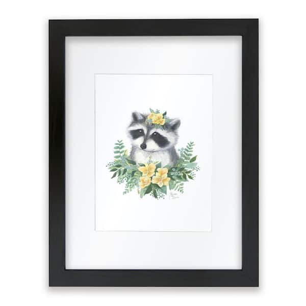Unbranded Woodland Littles 1 "Raccoon" by Alyssa Lewis Individual Black Framed with Mat Animal Art Print 14 in. x 11 in.