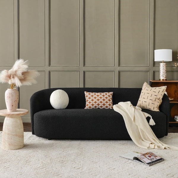 90 in. Wide Flared Arm Rectangle Polyester Upholstered 3-Seater Sofa in Charcoal