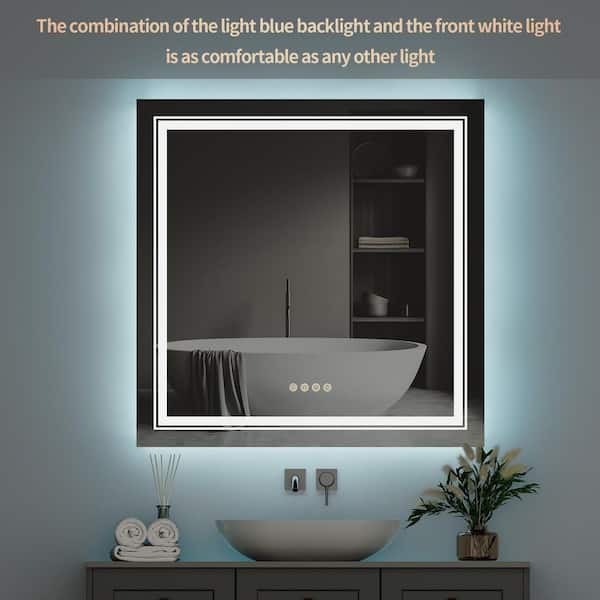 Bathroom LED Vanity Mirror Dimmable Anti-fog Smart RGB Backlit + Front  Light US