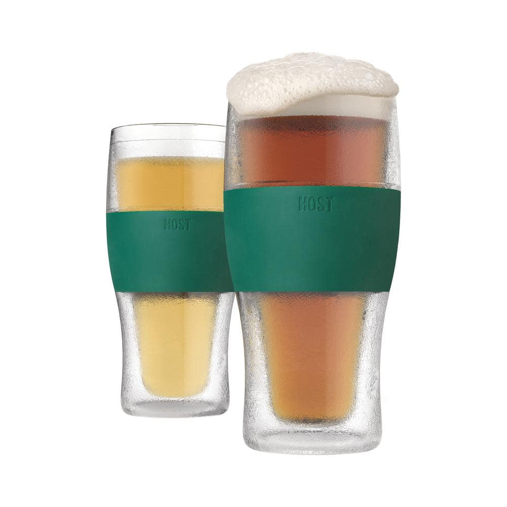 HOST Freeze Beer Glasses, 16 ounce Freezer Gel Chiller Double Wall Plastic  Frozen Pint Glass, Set of 2, Green 10009 The Home Depot