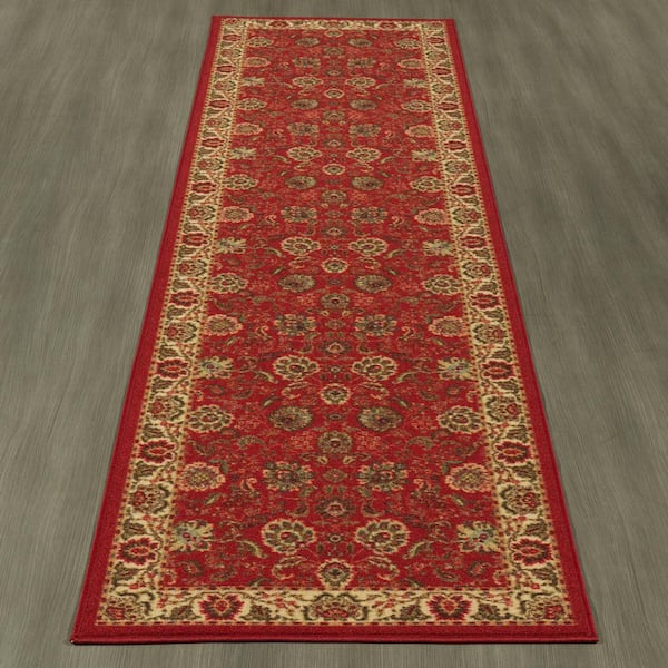 Ottomanson Ottohome Collection Rubberback Paisley Red 1 ft. 8 in 