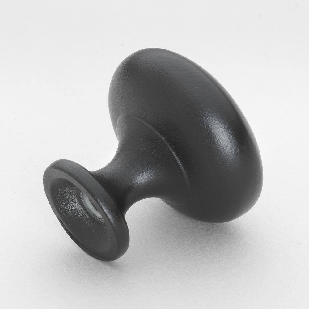 Matte Black Round Brass Cabinet Knob with Mounting Hardware