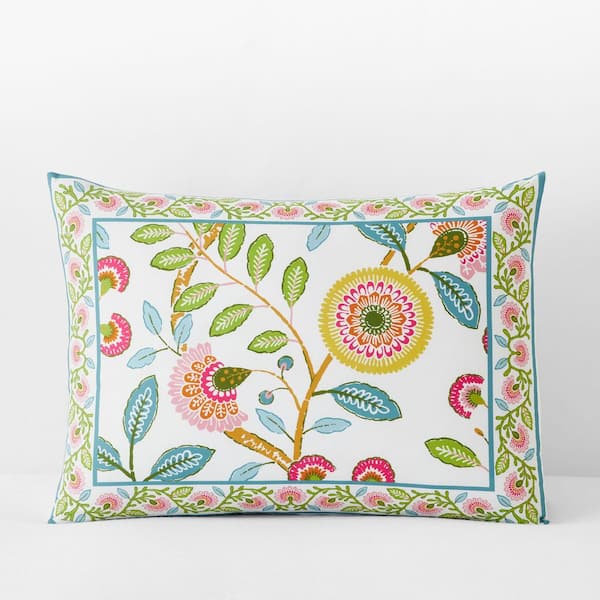 The Company Store Company Cotton Dahlia Garden White Multi Cotton Percale Standard Sham
