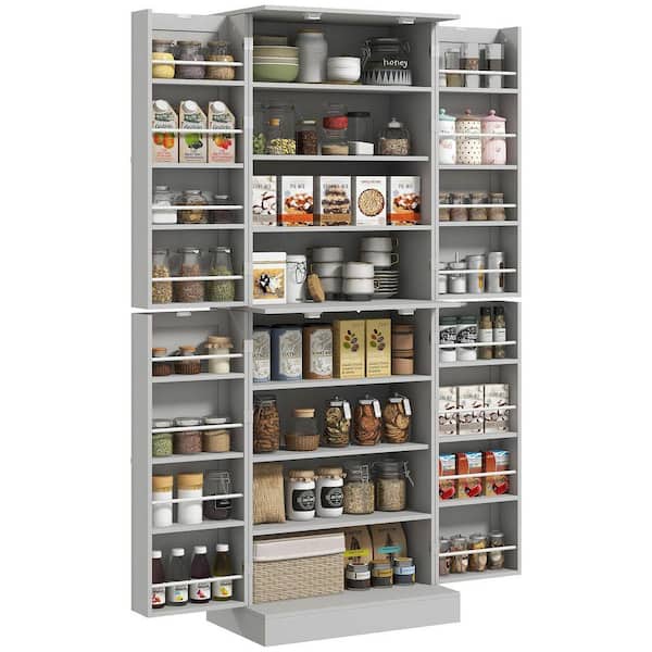 Gray with silver handles Pantry Organizer with Adjustable Shelves