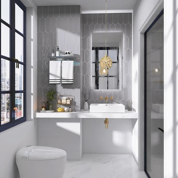 MOLOVO Taylor Gray 3.94 in. x 11.81 in. Polished Ceramic Picket
