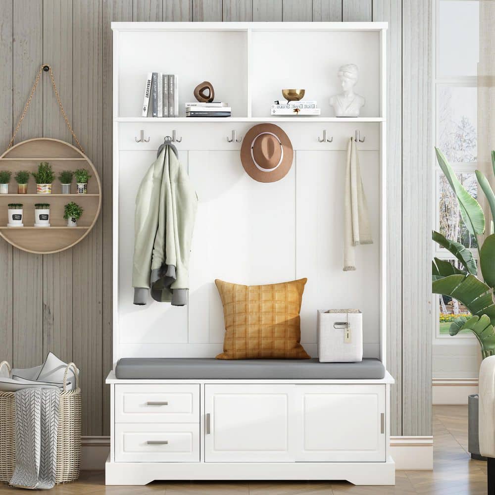 Noble House Dashiell 47.20 in. W White Wood 3-in-1 Hallway Hall