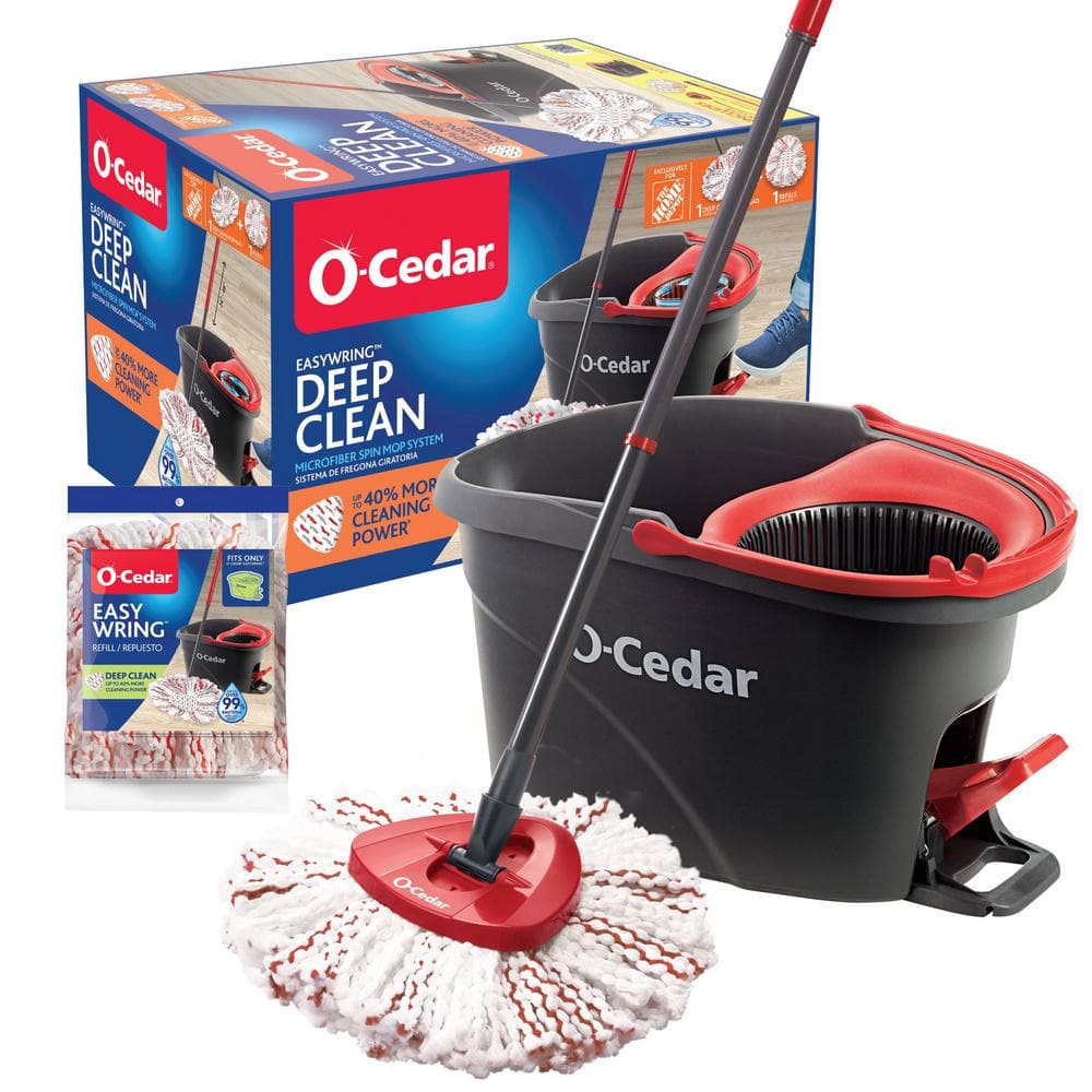 O-Cedar EasyWring Deep Clean Microfiber Spin Mop With Bucket System And ...