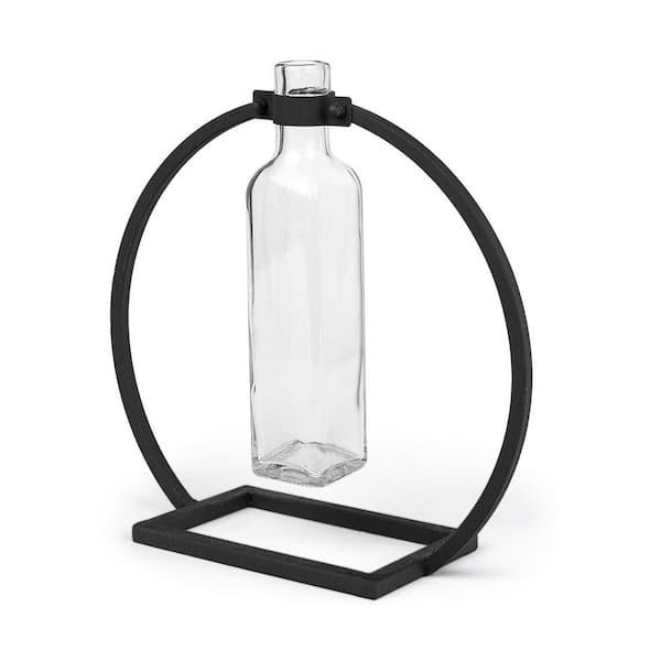 HomeRoots 10 in. Black Metal Cylinder Decorative Vase