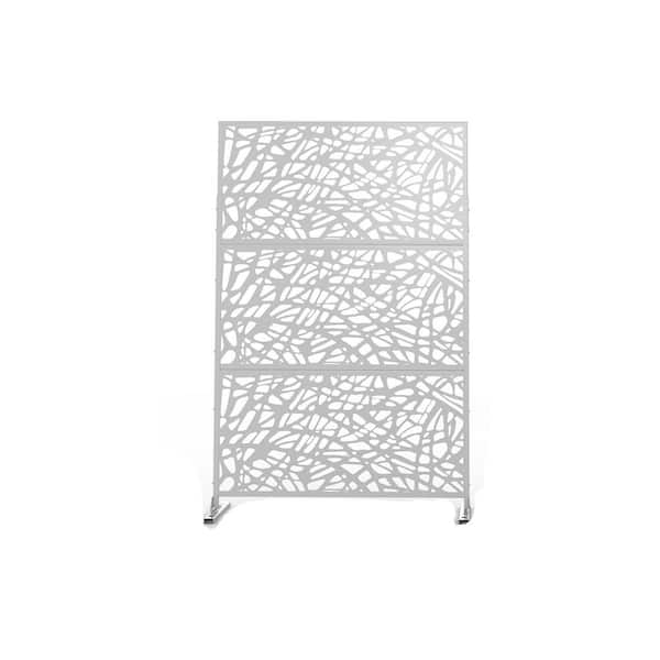 6.5 ft. H x 4 ft. W Laser Cut Metal Privacy Screen in White, 3 panels ...