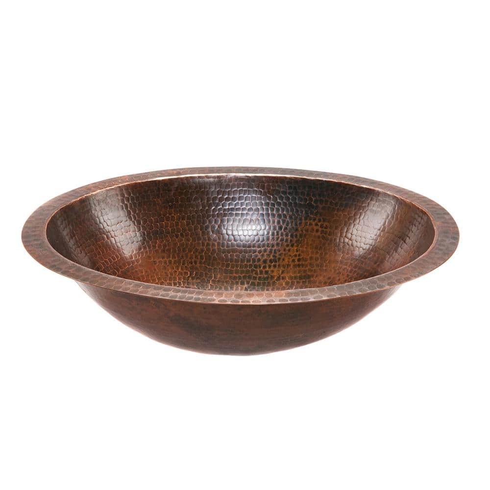 19" Oval Oil Rubbed Bronze Hammered Copper Bathroom Sink