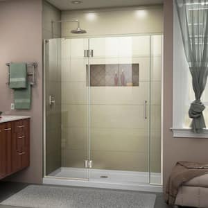 Unidoor-X 60 to 60.5 in. x 72 in. Frameless Hinged Shower Door in Brushed Nickel