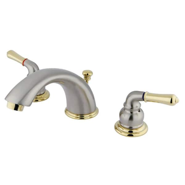 Kingston Brass Magellan 8 in. Widespread 2-Handle Bathroom Faucet in Brushed Nickel/Polished Brass