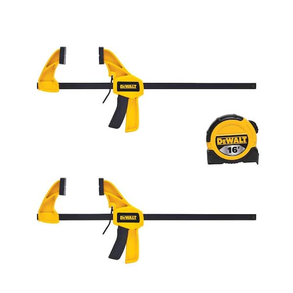 DEWALT 12 in. Clamps and 16 ft. Tape Measure