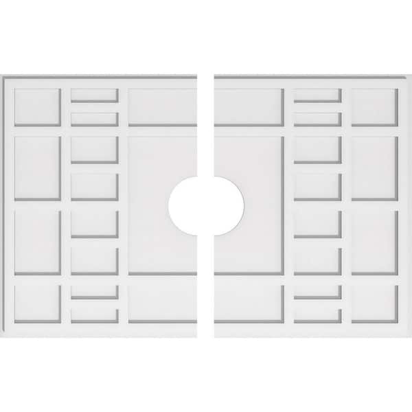 Ekena Millwork 40 in. W x 26-5/8 in. H x 6 in. ID x 1 in. P Beaux Architectural Grade PVC Contemporary Ceiling Medallion (2-Piece)