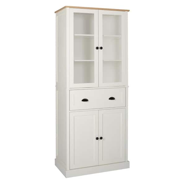 VEIKOUS 72 in. H Off-White Kitchen-Storage Pantry Cabinet Closet with Doors and Adjustable Shelves