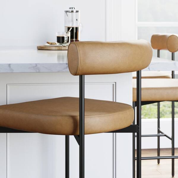 Nathan james nelson bar stool discount with leather cushion and metal base