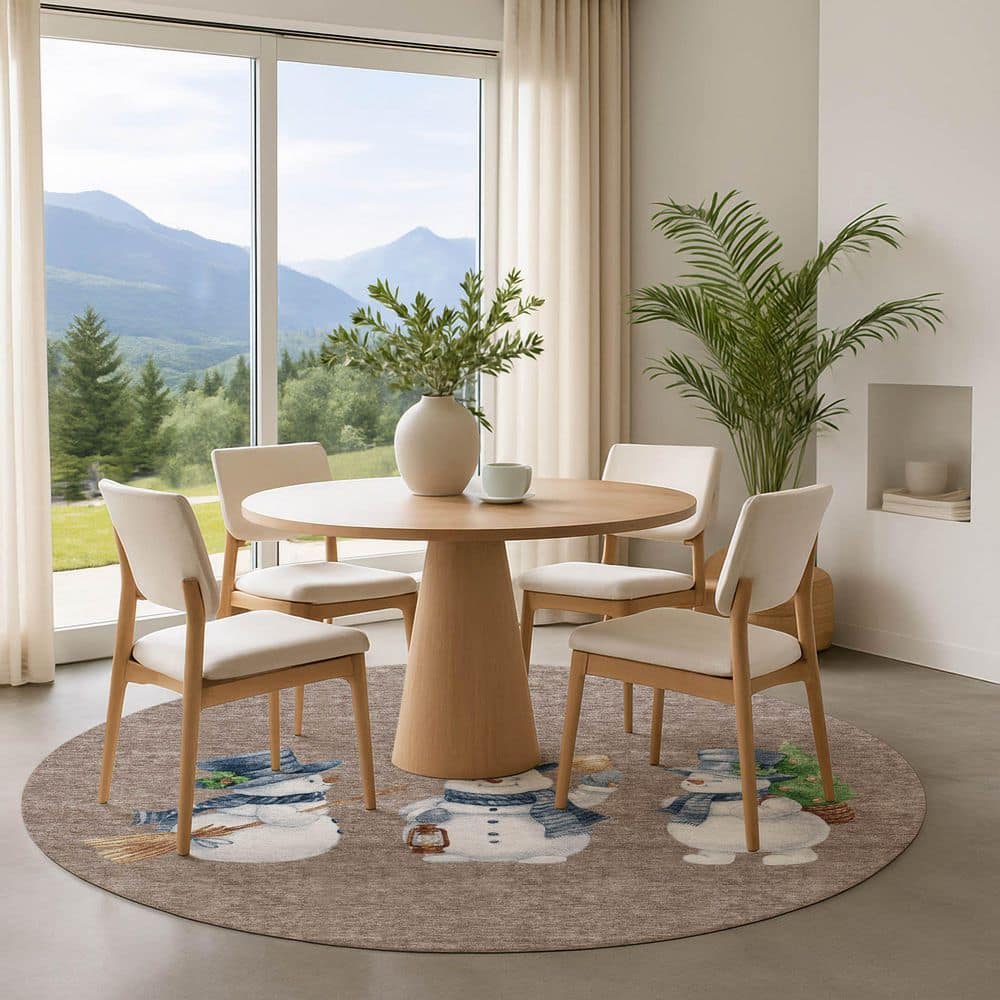 Mayfield Premium Machine Washable Abstract AMF1826 Taupe 8 ft. x 8 ft. Round Rug price history on PriceWatchPro