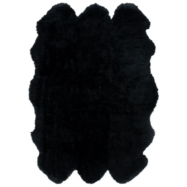 Sheep Skin 5 ft. x 8 ft. Midnight Black Solid Color Area Rug