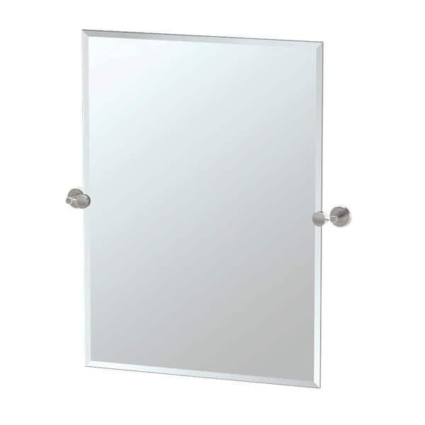 Gatco Latitude 24 in. W x 32 in. H Frameless Rectangular Beveled Edge Bathroom Vanity Mirror in Satin Nickel