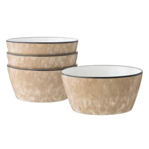 ColorKraft Essence Citrine 6 in., 25 fl. oz. Brown Stoneware Cereal Bowls (Set of 4)