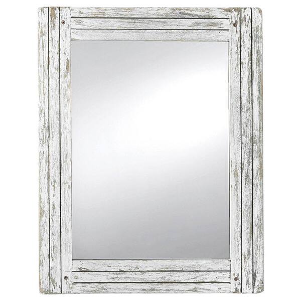 18 5 In X 23 8 White Rectangle, Black Distressed Wood Mirror