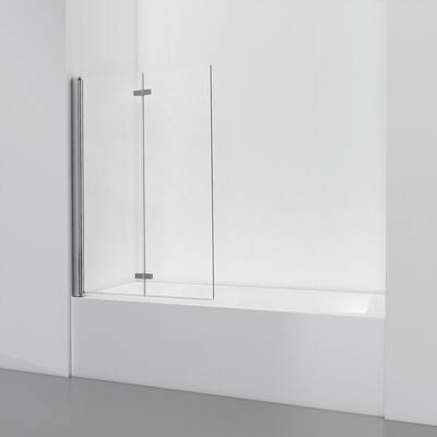 40 in. W x 55 in. H Bi Fold Frameless Tub Door in Chrome with Clear Glass, without Handle
