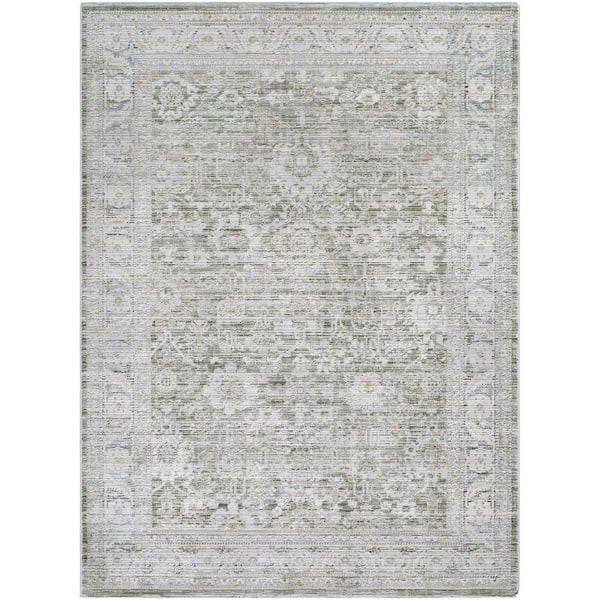 Edmonton Dusty Green Traditional 8 ft. x 10 ft. Indoor Area Rug