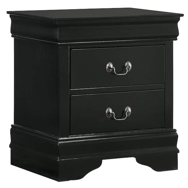Picket House Furnishings Ellington 18 in. H x 22 in. W x 16 in. D 2-Drawer Nightstand in Black