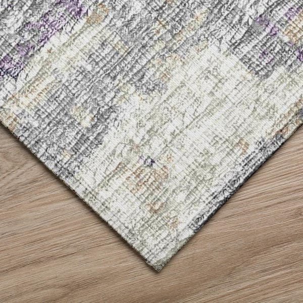Accord 1 ft. 8 in. x 2 ft. 6 in. Purple Abstract Indoor/Outdoor Washable Area Rug