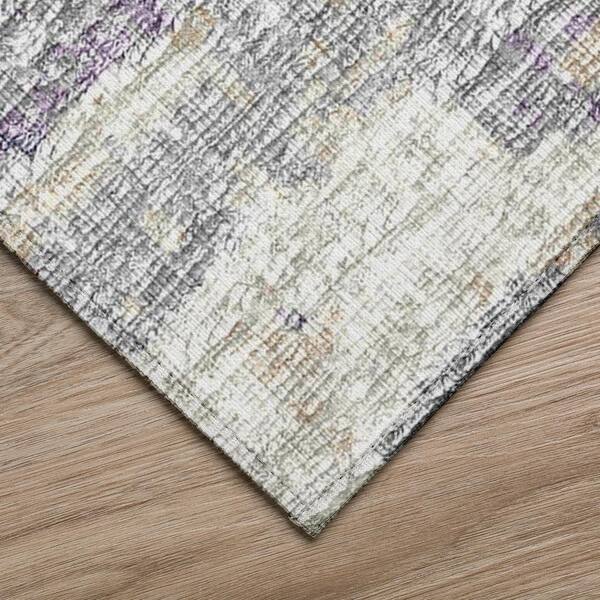 Accord Purple 2 ft. 3 in. x 7 ft. 6 in. Abstract Indoor/Outdoor Washable Area Rug