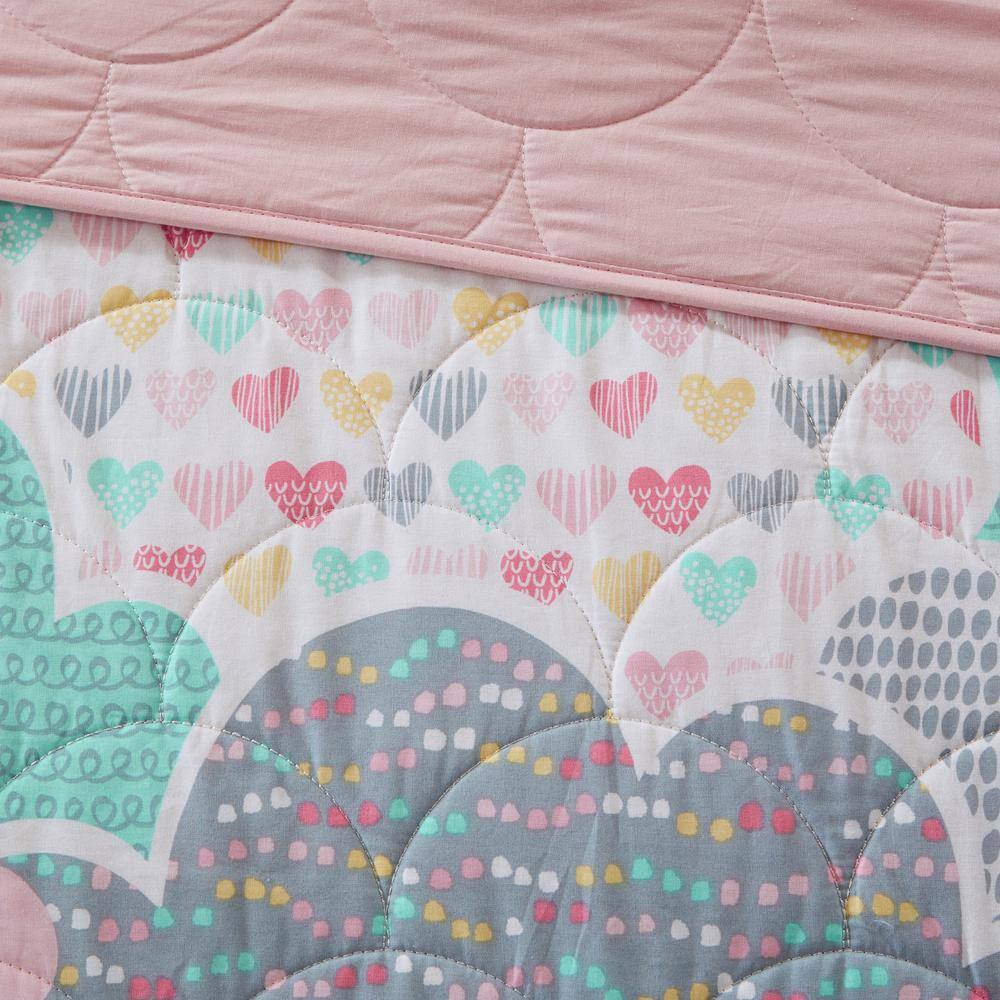 Pink Cotton Twin Reversible Cloud Coverlet Set