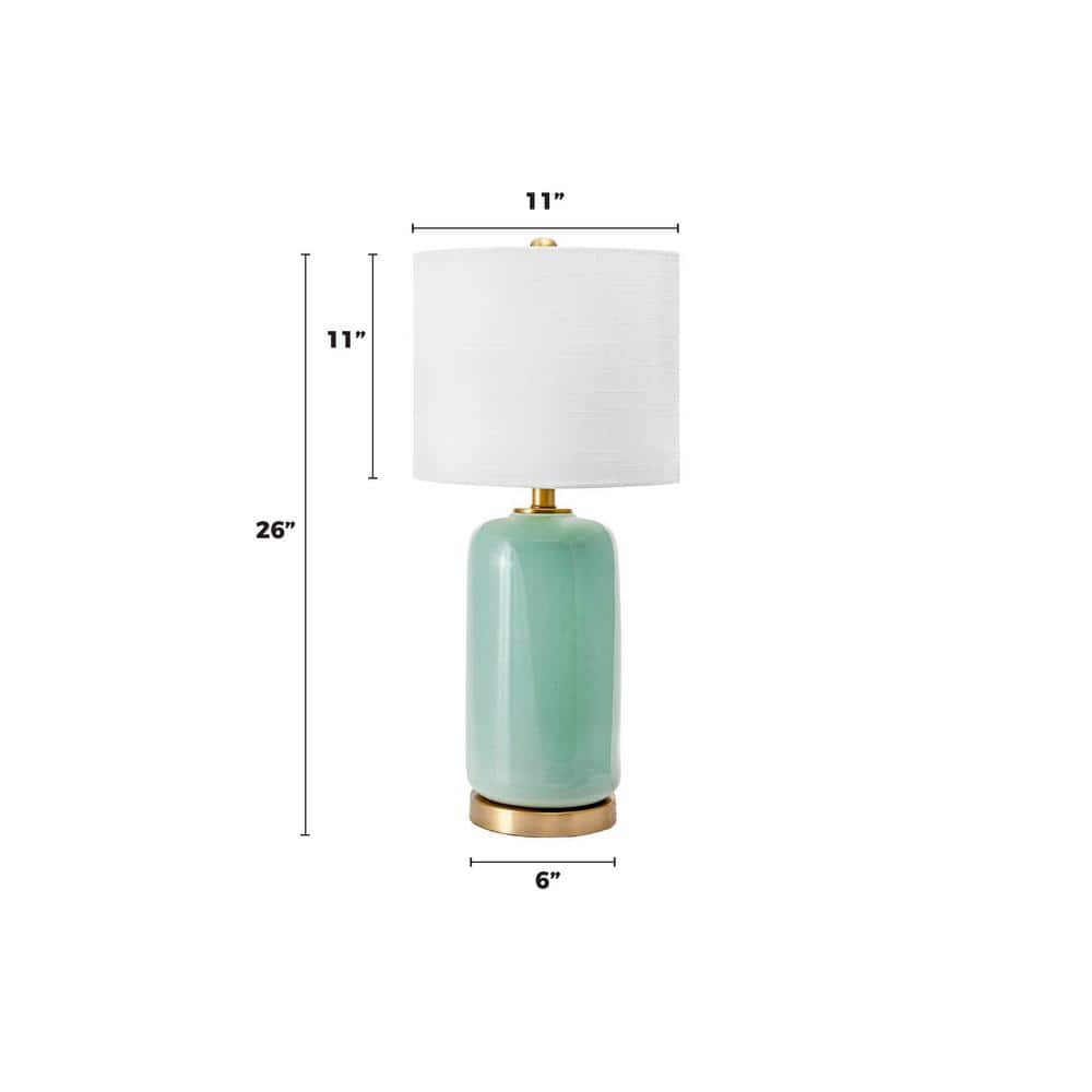 Bell 26" White Ceramic Table Lamp with Fabric Drum Shade