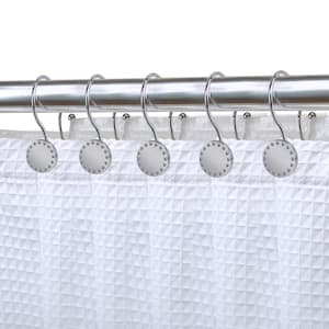 Shower Rings Double Shower Curtain Hooks for Bathroom Rust Resistant Shower Curtain Hooks Rings in Chrome (Set of 12)
