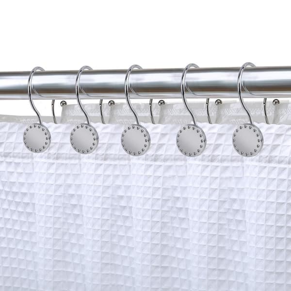 Utopia Alley Shower Rings Double Shower Curtain Hooks for Bathroom Rust  Resistant Shower Curtain Hooks Rings in Chrome (Set of 12) HK19SS - The  Home Depot