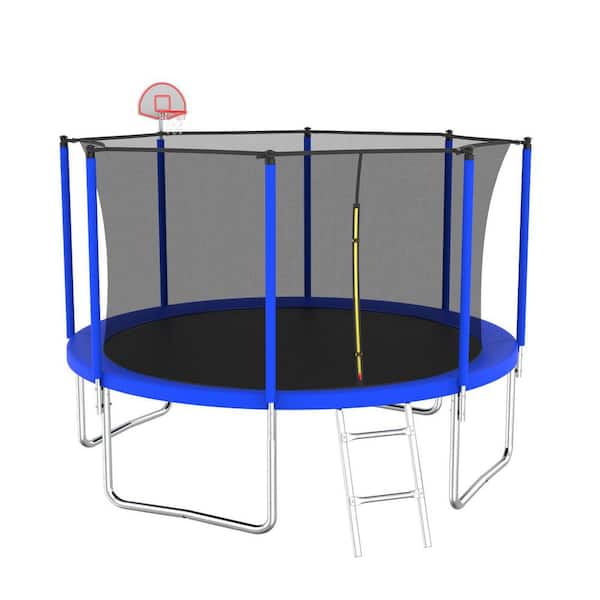 12FT Trampoline for Kids & Adults with Basketball Hoop and