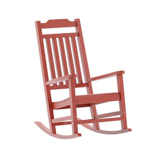 Red Plastic Outdoor Rocking Chair in Red
