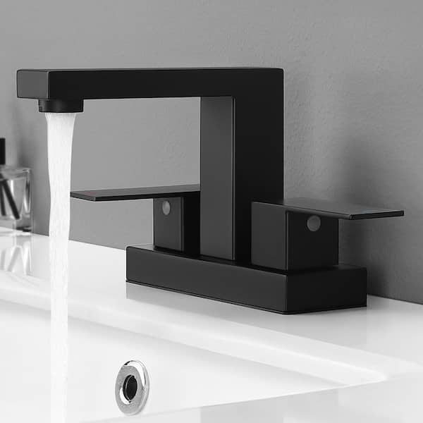 4 in. Centerset 2-Handles Bathroom Sink Faucet in Matte Black