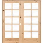 72 in. x 80 in. Rustic Knotty Alder 10-Lite Left Handed Solid Core Wood Double Prehung Interior Door