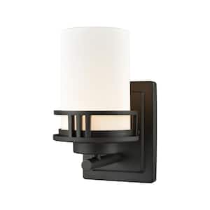 Ravendale 1-Light Oil Rubbed Bronze With Opal White Glass Bath Light