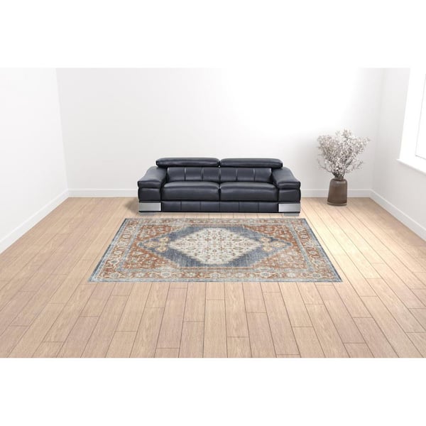 8 ft. x 10 ft. Beige Oriental Power Loom Washable Area Rug