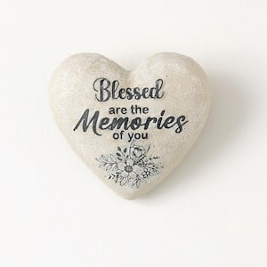 White 6.5 in. x 3 in. Cement Blessed Heart Stone